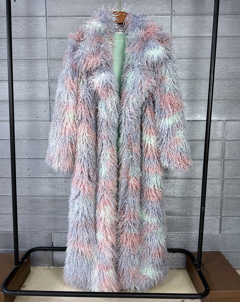 Manteau en laine pour femme, long avec col à revers ajusté