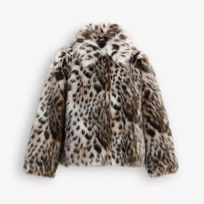 Manteau Femme Léopard avec Col – Chaud et Décontracté