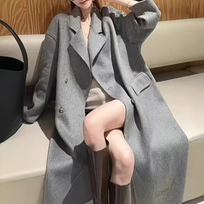 Manteau Long Double Face en Laine – Ligne Élancée et Moderne